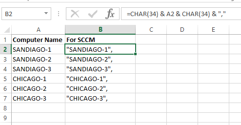 Excel Computer List for SCCM