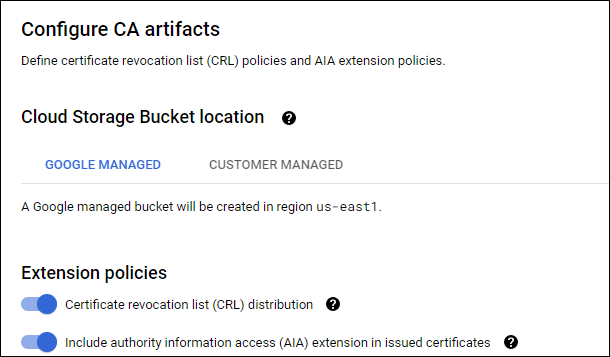 Google Issuing CA Artifacts