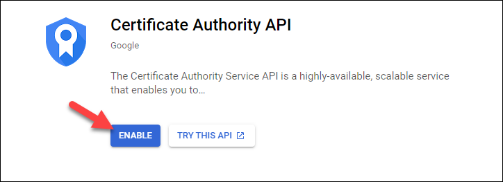 Enable Google Cloud Platform CA API