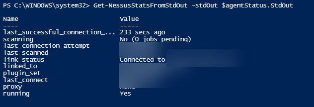 Nessus Status as HashTable in PowerShell