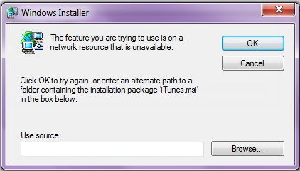 Windows Installer Self Heal - Prompt for File